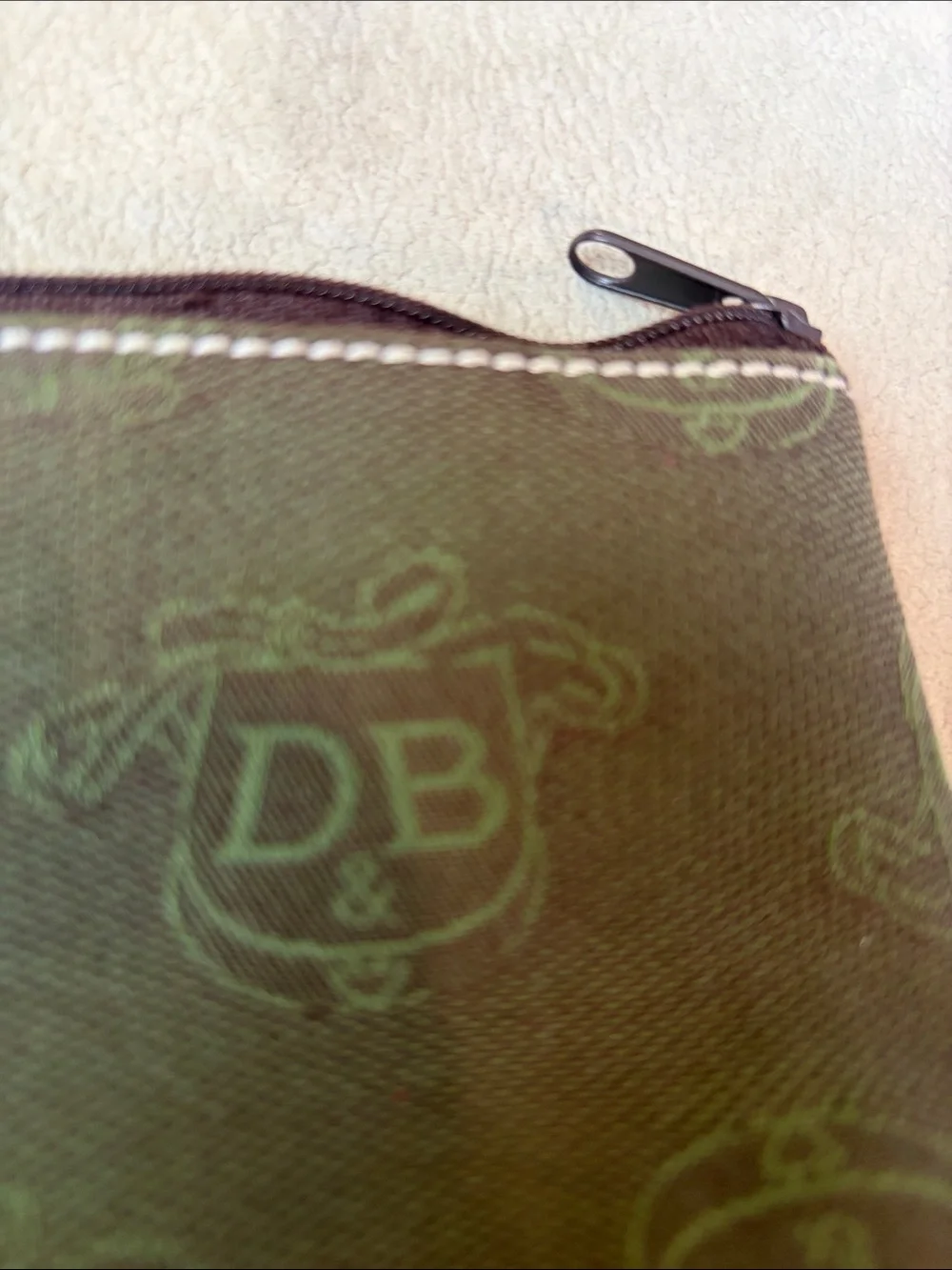 Dooney & Bourke Olive Green Logo Canvas Zip Pouch - Vintage GUC